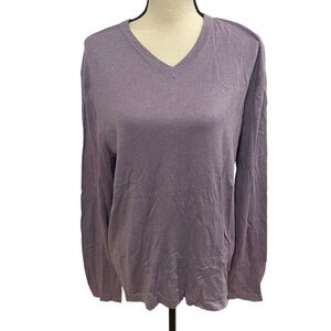 Banana Republic Light Weight Luxury Blend V-Neck Purple Sweater Flawed Size L
